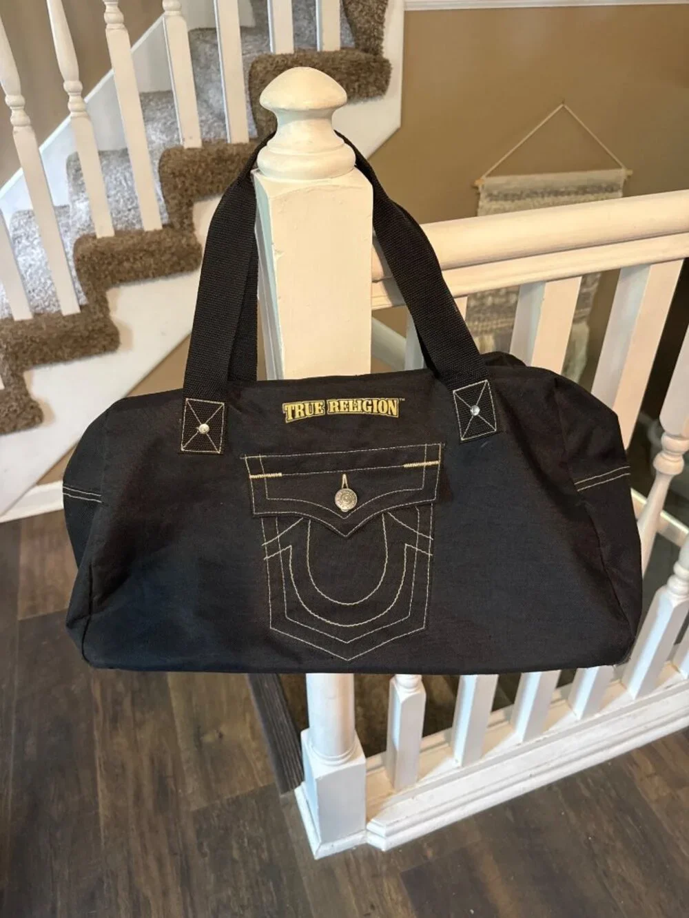 True Religion Black Canvas Travel Duffle Bag - Picture 1 of 5